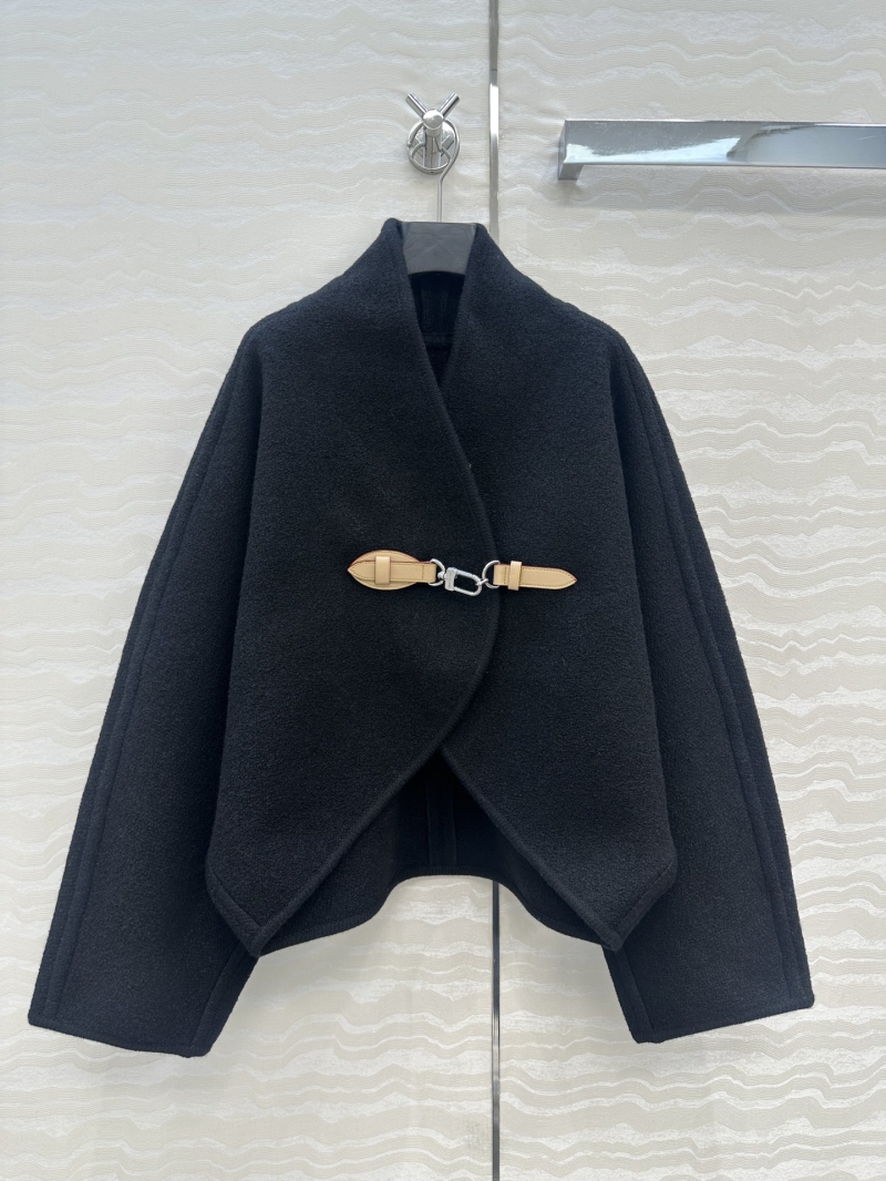 Louis Vuitton Bourgeoise Wool Cape Coat with Monogram Hardware - Timeless British Style