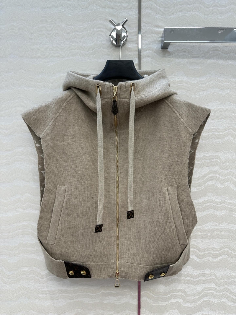 Louis Vuitton Autumn/Winter Hooded Cape Vest in Khaki - Monogram Jacquard with Custom Hardware