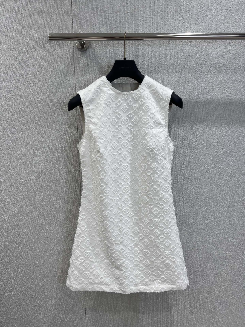 Louis Vuitton Monogram Jacquard Cotton Sleeveless Dress in White