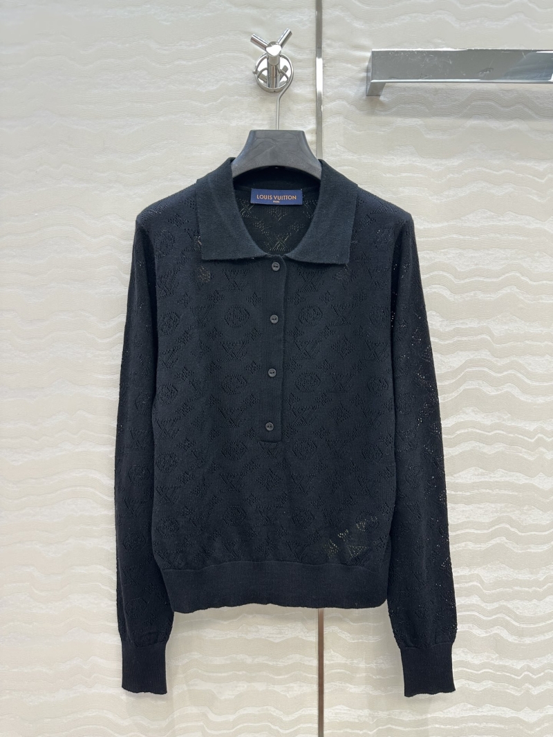 Louis Vuitton LV Monogram Knit Polo Collar Sweater in Black