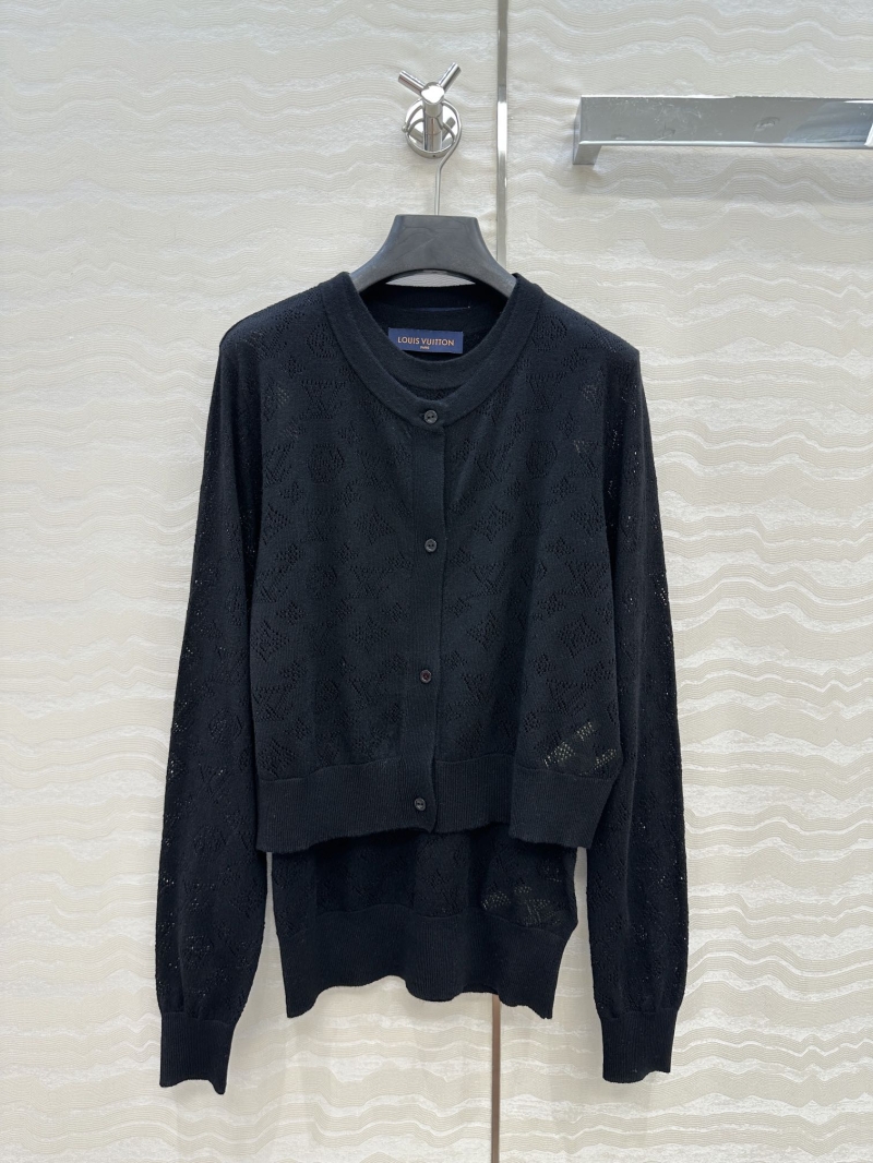 Louis Vuitton LV Monogram Jacquard Two-Piece Set: Round Neck Vest and Cropped Cardigan in Classic Black