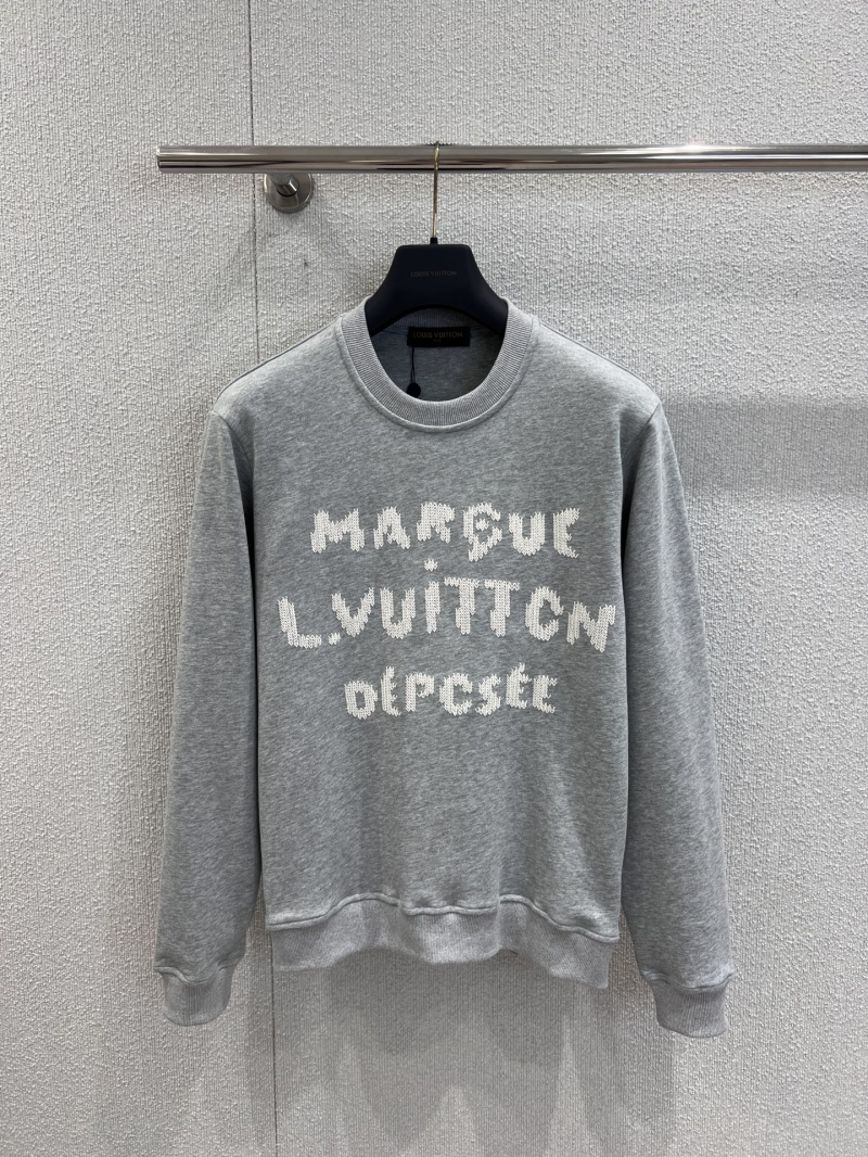Louis Vuitton Light Gray Letter-Embroidered Crewneck Sweatshirt | Luxe Oversized Fit
