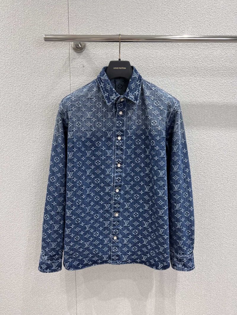 Louis Vuitton Exclusive Jacquard Long Sleeve Denim Shirt in Classic Blue
