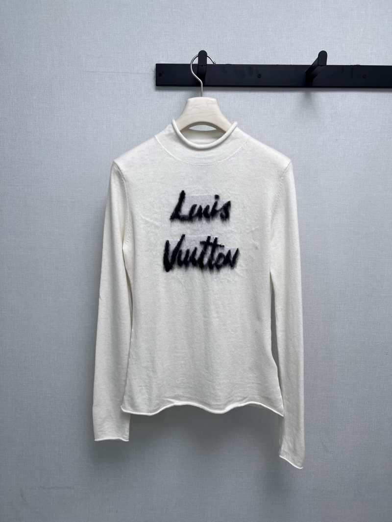 Louis Vuitton White Turtleneck Sweater – Luxe Embroidered Long Sleeve Pullover