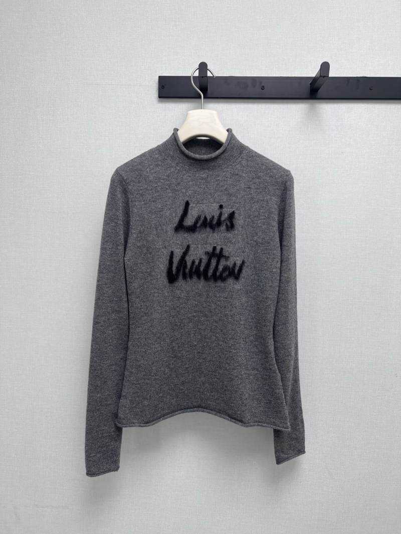 Louis Vuitton Gray Wool-Blend High-Neck Sweater