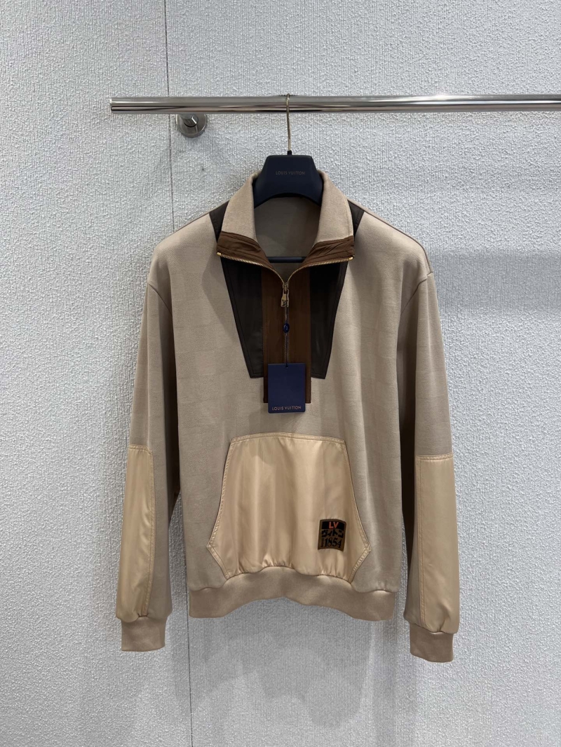 Louis Vuitton Beige Checkerboard Jacquette Half-Zip Hooded Sweatshirt