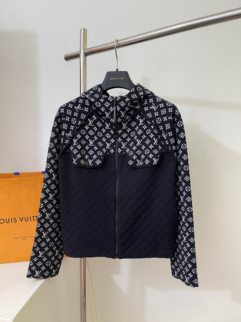 Louis Vuitton New Monogram Jacquard Knit Hooded Jacket in Dark Navy
