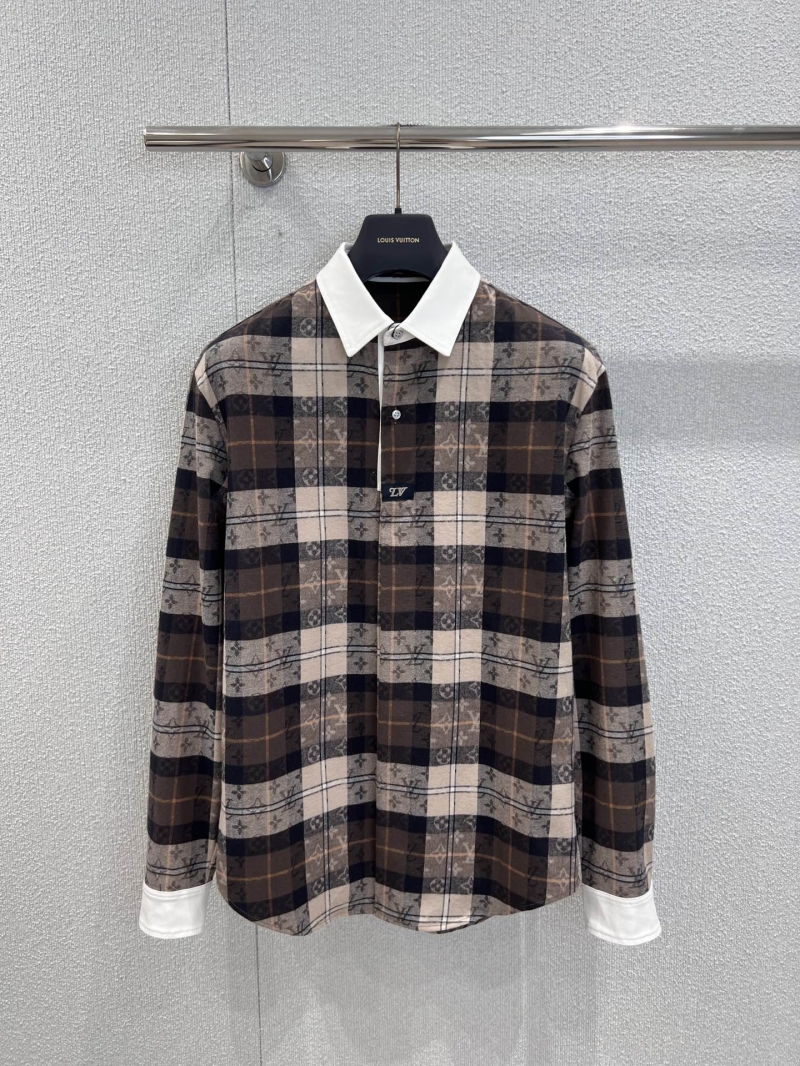 Louis Vuitton Monogram Flannel Long-Sleeve Polo Shirt | Relaxed Fit, Plaid & Signature Print, Unisex Luxury Top