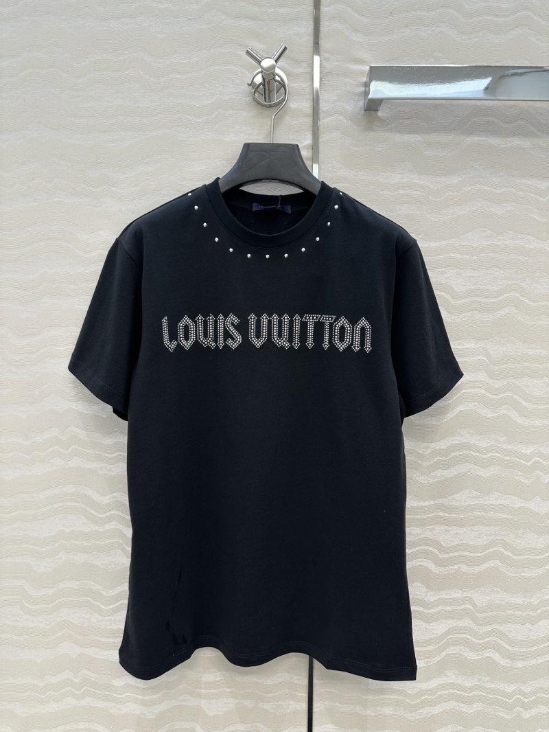 Louis Vuitton Monogram Crystal Logo Cotton Knit Short-Sleeve T-Shirt, Black