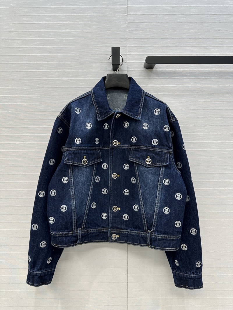 Louis Vuitton Ski Collection Monogram Embroidered Coin Motif Denim Jacket – Deep Indigo, Vintage Enzyme Wash, Tailored Fit