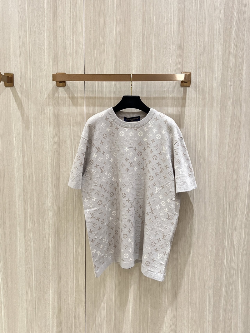 Louis Vuitton Pearl White Jacquard Knit Short-Sleeve T-Shirt – Oversized Fit, All-Over Monogram