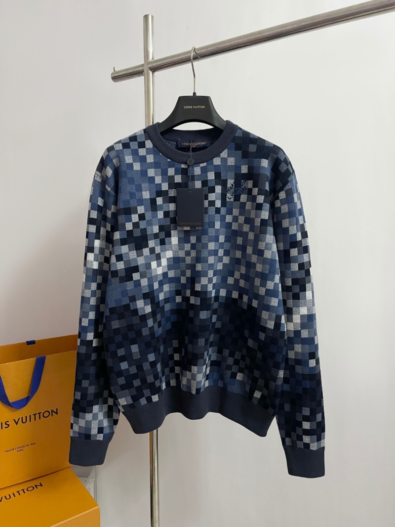 Louis Vuitton Men's Sweater, Pixelated Mosaic Knit, 100% Combed Cotton, Artisan Craftsmanship, Contemporary Luxury