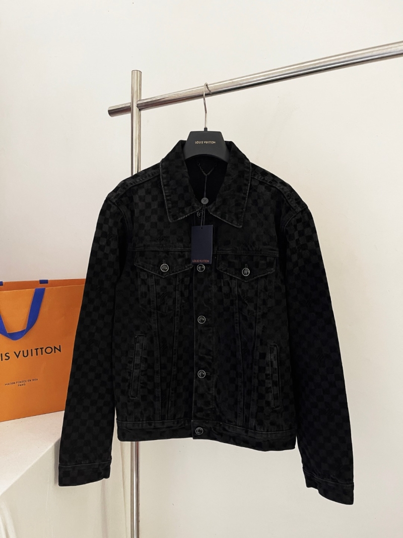 Louis Vuitton Limited Edition Flocked Checkerboard Denim Jacket in Black
