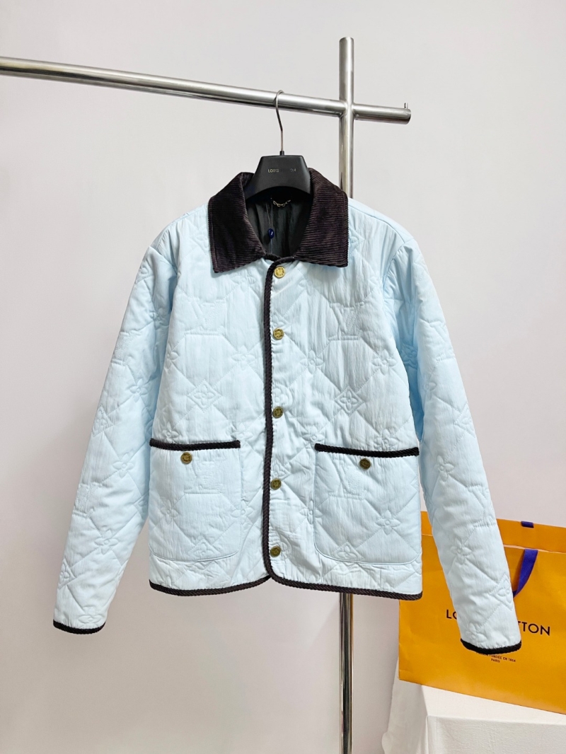Louis Vuitton Pale Blue Monogram Quilted Chore Jacket | Corduroy Collar | Unisex Luxe