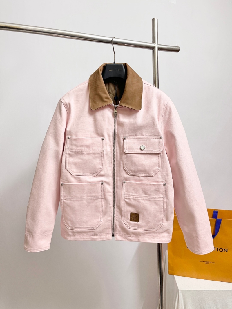 Louis Vuitton Elevated Chore Jacket in Pastel Pink Canvas with Rich Corduroy Collar