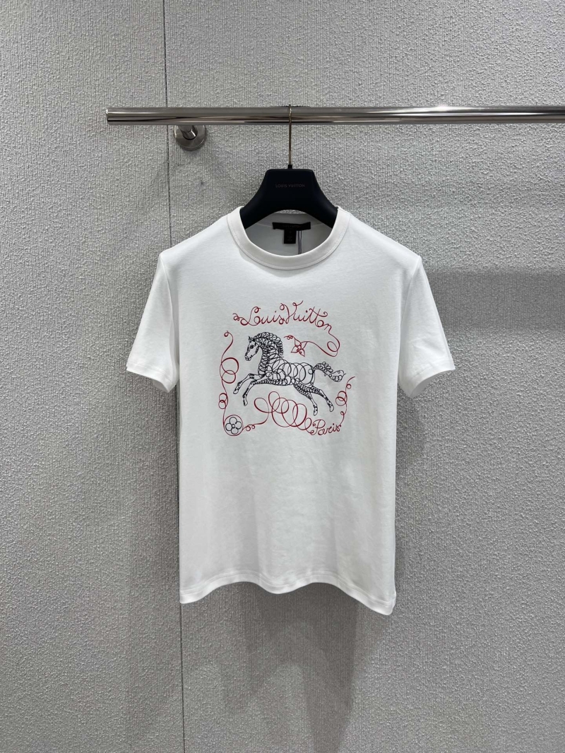Louis Vuitton Year of the Horse Limited Print T-Shirt - White Mercerized Cotton, Exquisite Silk Touch, Relaxed Fit, Luxury Signature Graphic, Designer White Tee