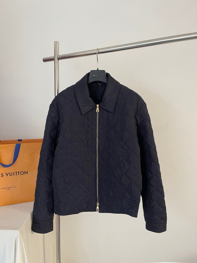 Louis Vuitton Men's Quilted Monogram Diamond Blouson Jacket - Midnight Blue Technical Fabric, Tonal Embroidery, Timeless Luxury Outerwear