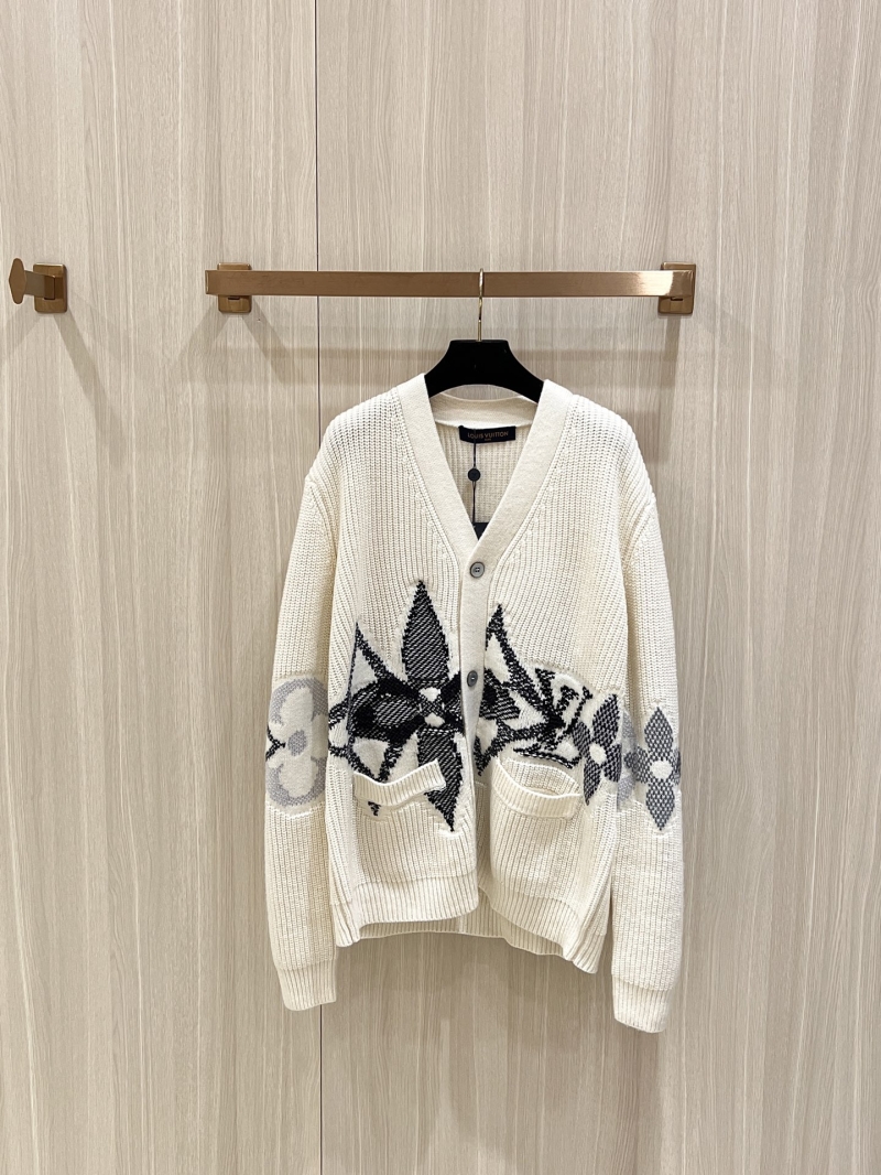 Louis Vuitton Oversized Monogram Intarsia Knit Cardigan in Ivory