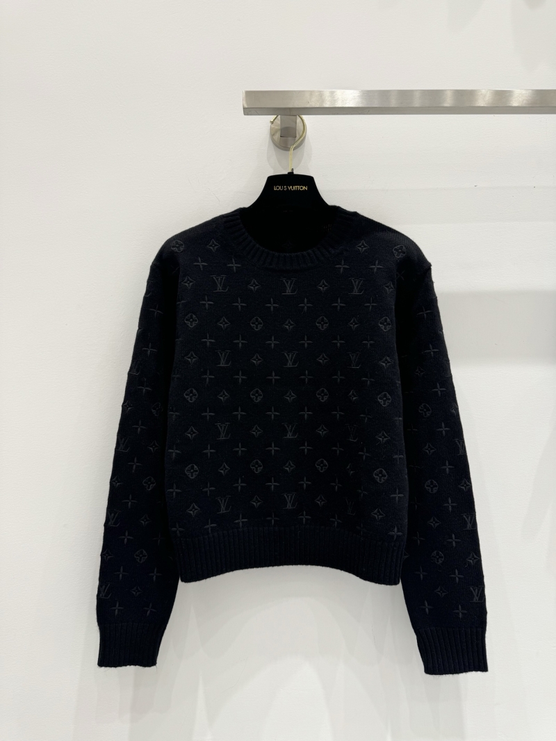 Louis Vuitton Monogram 3D Embossed Cashmere Wool Sweater in Black
