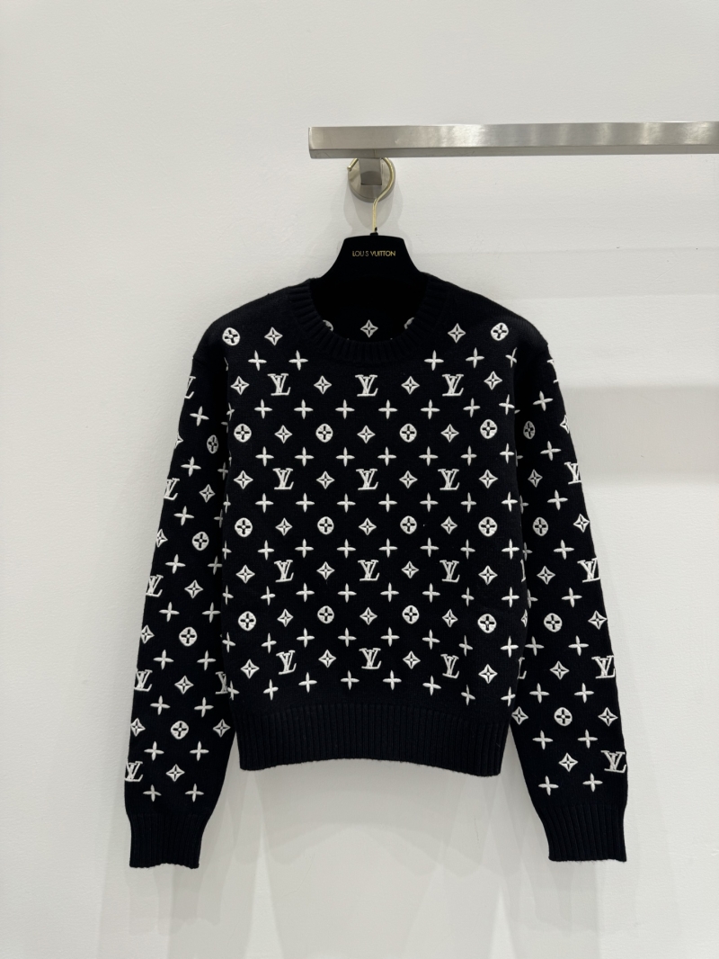 Louis Vuitton Monogram 3D Embroidered Cashmere Wool Sweater in Black/White