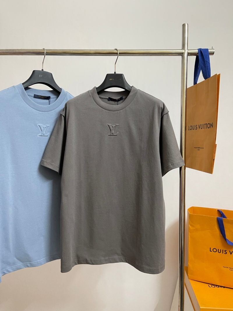 Louis Vuitton Embossed Logo Cotton T-Shirt - Light Blue and Charcoal Grey