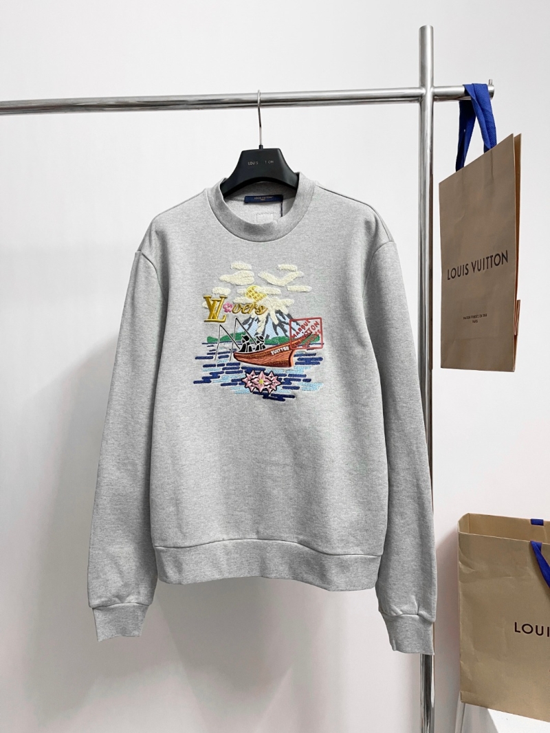 Louis Vuitton Lovers Boat Embroidered Crewneck Sweatshirt in Light Heather Gray