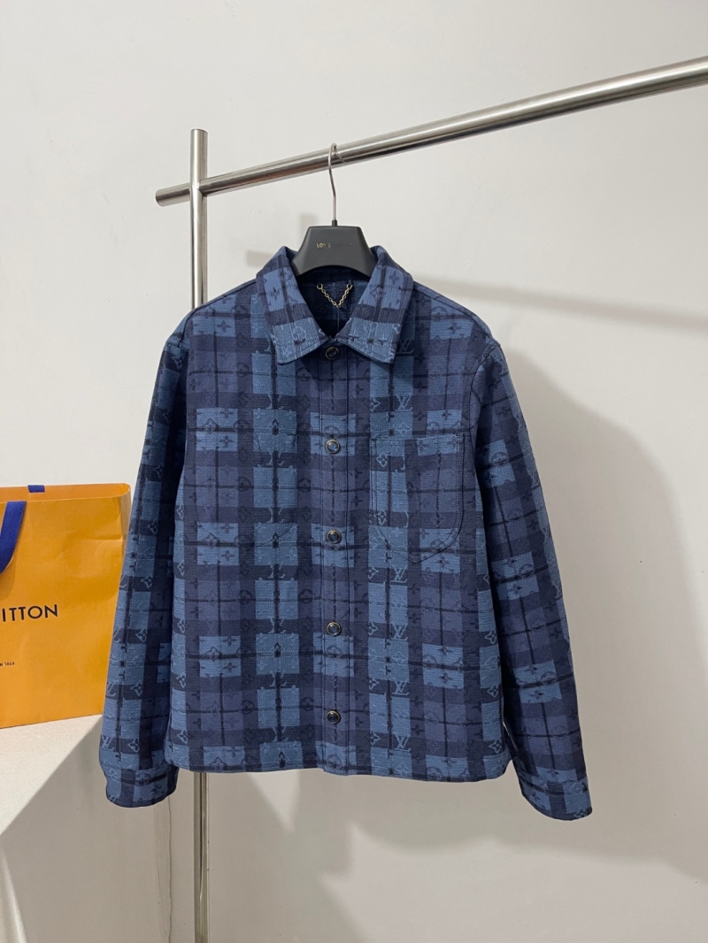 Louis Vuitton Monogram Check Jacquard Denim-Style Overshirt in Navy Blue