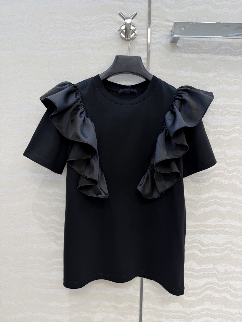 Louis Vuitton Monogram Satin Ruffle 3D Silhouette Cotton T-Shirt