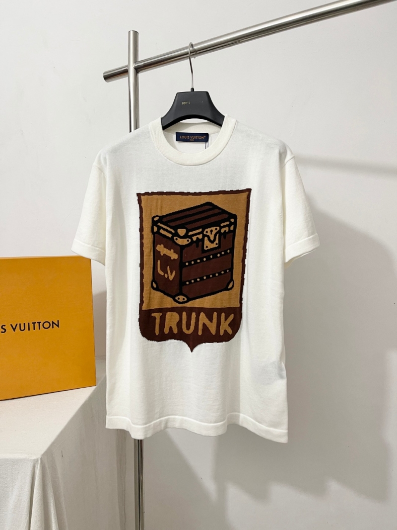 Louis Vuitton Vintage Trunk Intarsia Knit Short-Sleeved T-Shirt - Cream