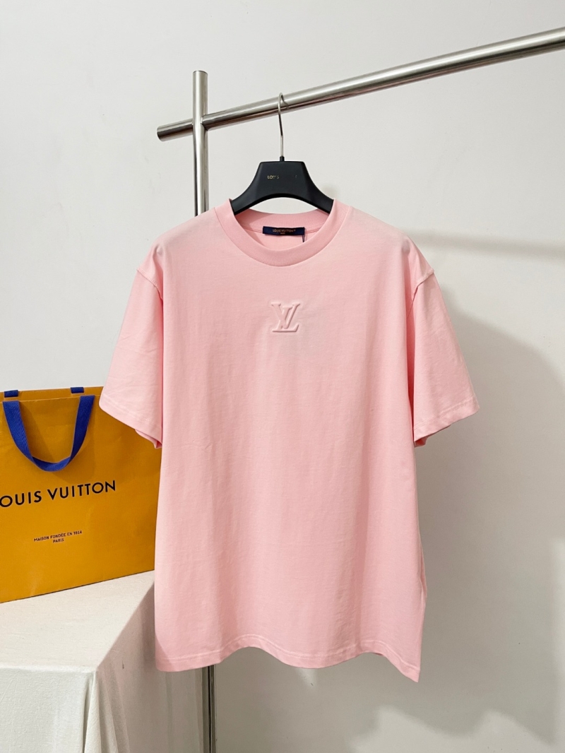 Louis Vuitton Embossed Signature Logo Pastel Pink T-Shirt - Sumptuous 40S/2 Double-Ply Cotton Jersey