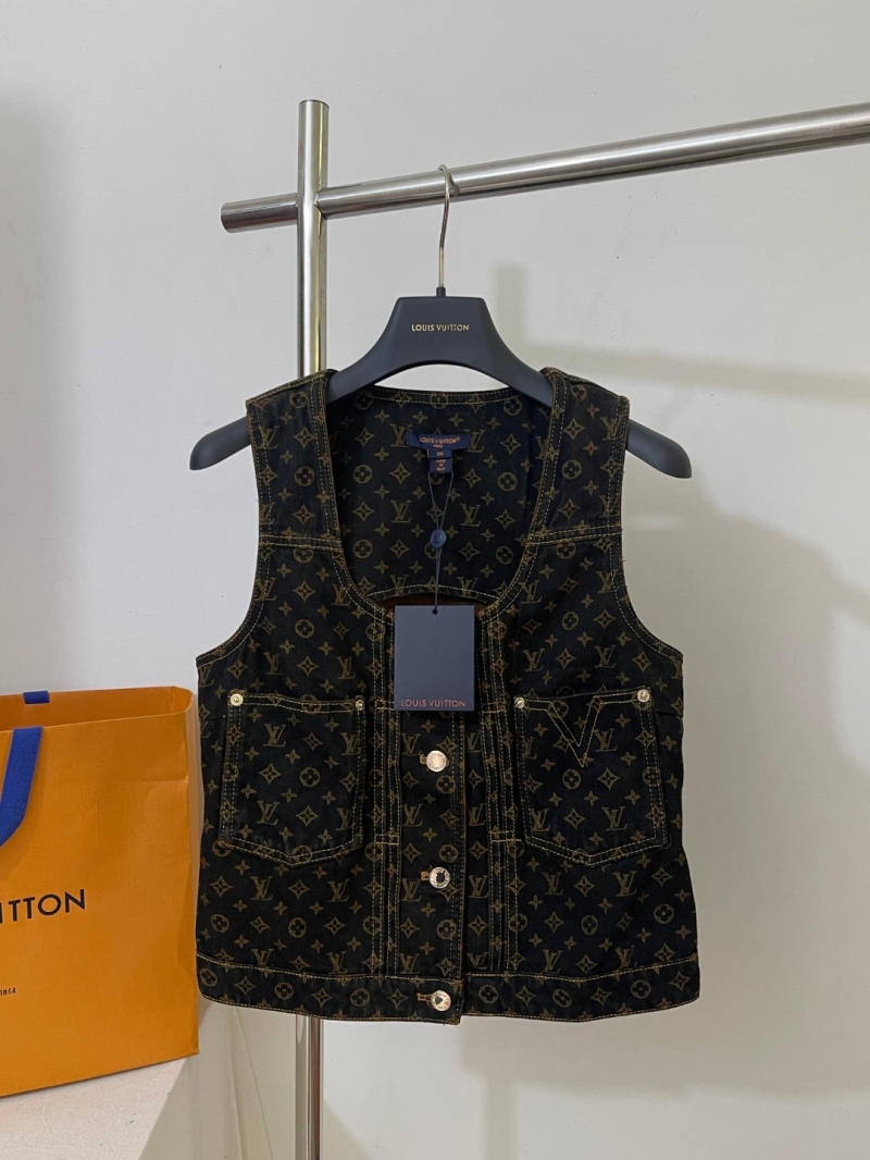 Louis Vuitton Romantique Monogram Tailored Denim Vest in Indigo