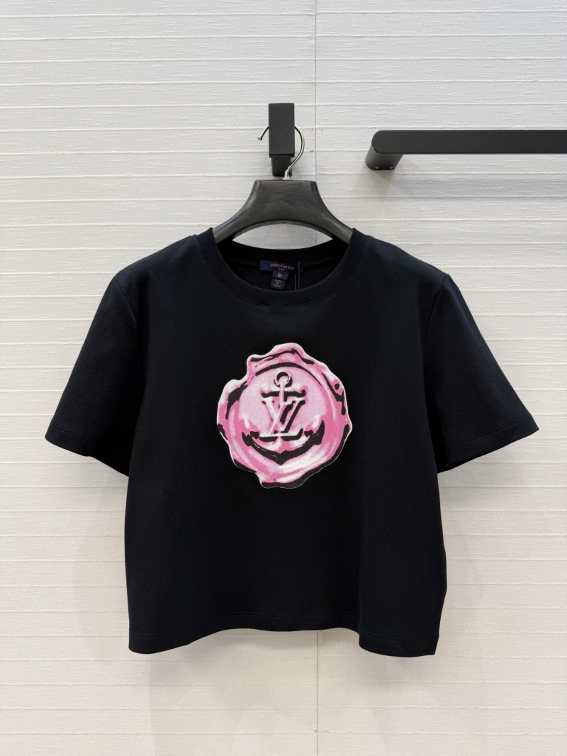 Louis Vuitton Signature Cotton Wax Seal Anchor Logo Cropped T-Shirt
