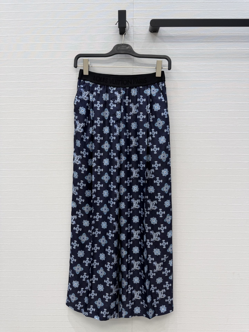 Louis Vuitton Limited Edition Navy Blue Monogram Silk Twill Trousers