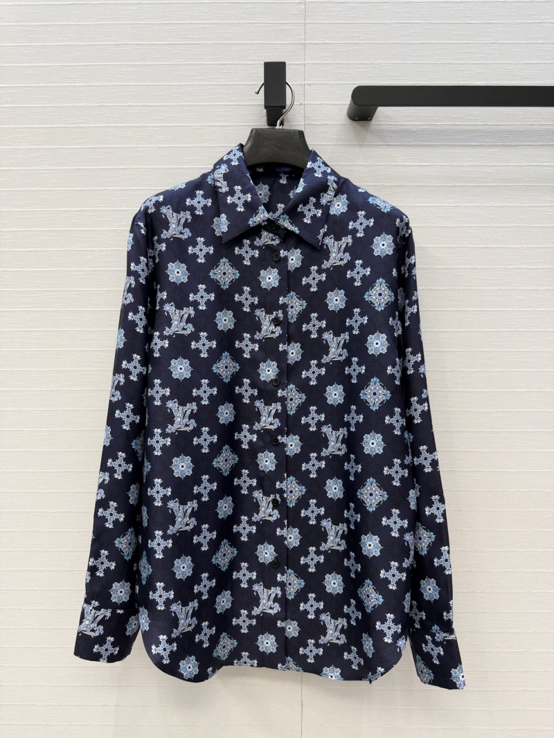Louis Vuitton Limited Edition Monogram Navy Blue Silk Twill Shirt