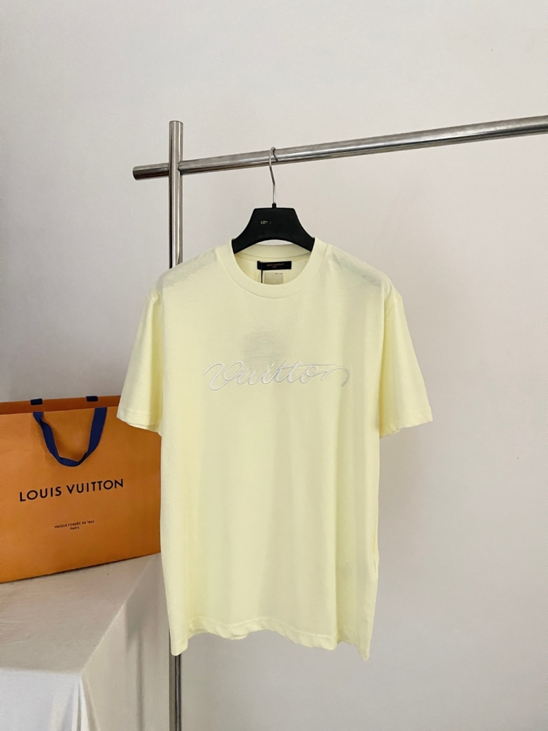 Louis Vuitton Signature Cursive Logo Crewneck T-shirt in Pastel Goose Yellow