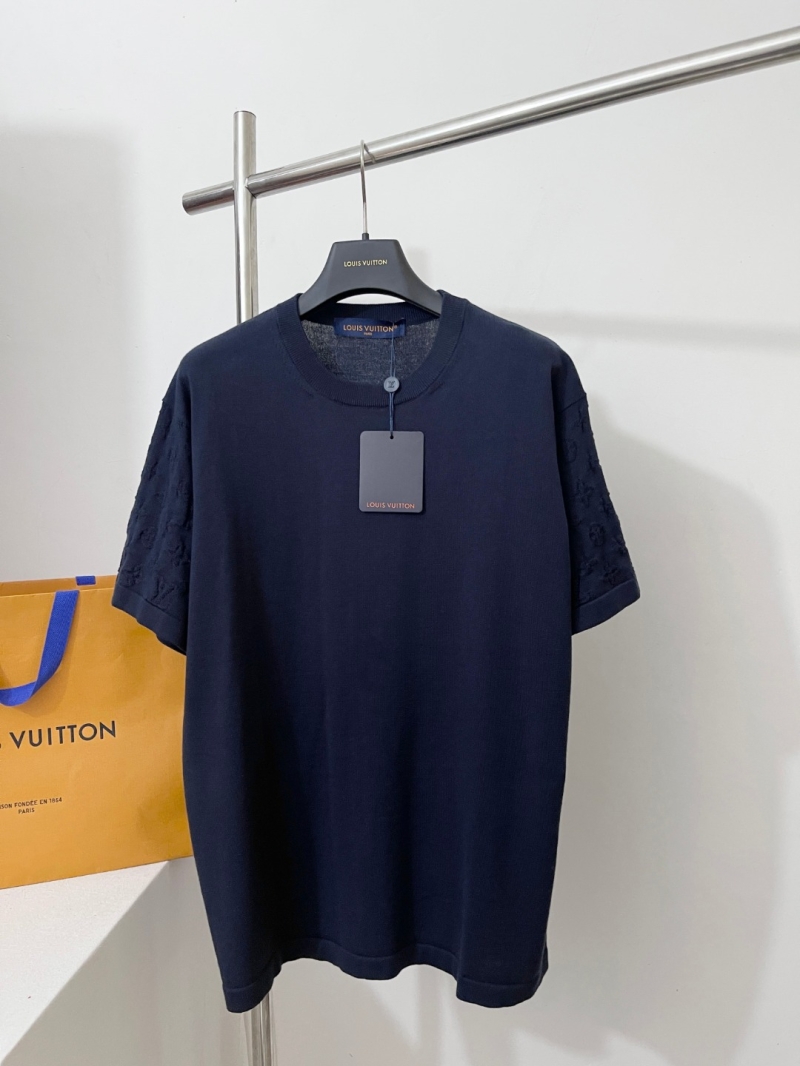 Louis Vuitton Jacquard Sleeve Knit T-Shirt in Navy Blue