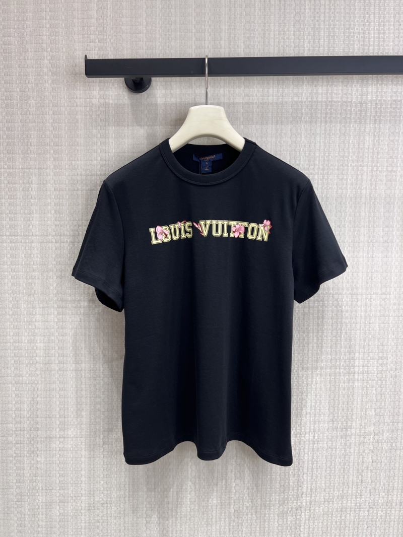 Louis Vuitton Sakura Blossom Varsity Logo T-Shirt in Black Heavyweight Cotton