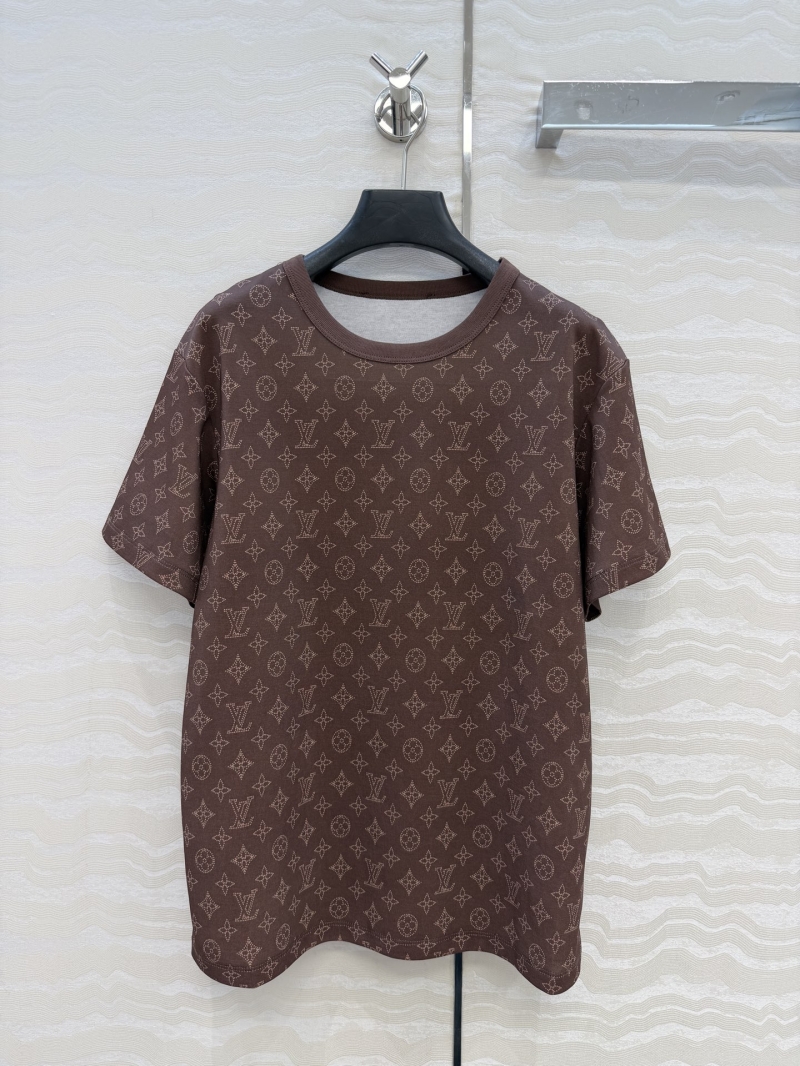 Louis Vuitton Signature Monogram Dotted Cotton Knit T-Shirt in Chocolate Brown