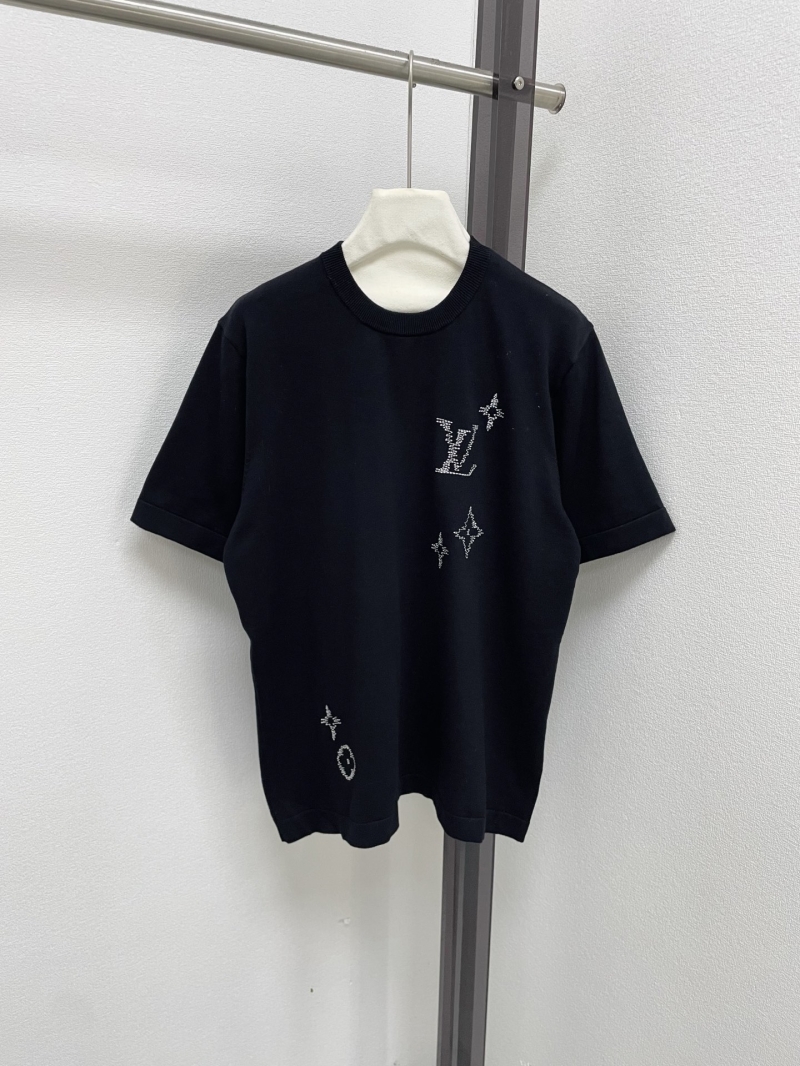 Louis Vuitton Crystal Embellished Knit T-Shirt in Black - Signature Monogram