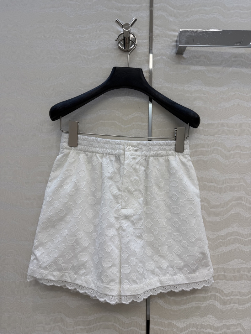 Louis Vuitton Monogram Jacquard Pure Cotton White Lace Resort Shorts