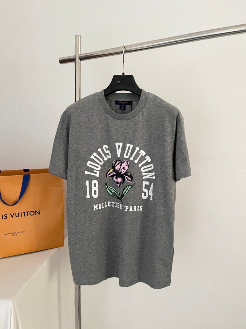 Louis Vuitton Iris Graphic Heather Gray Jersey Cotton T-Shirt