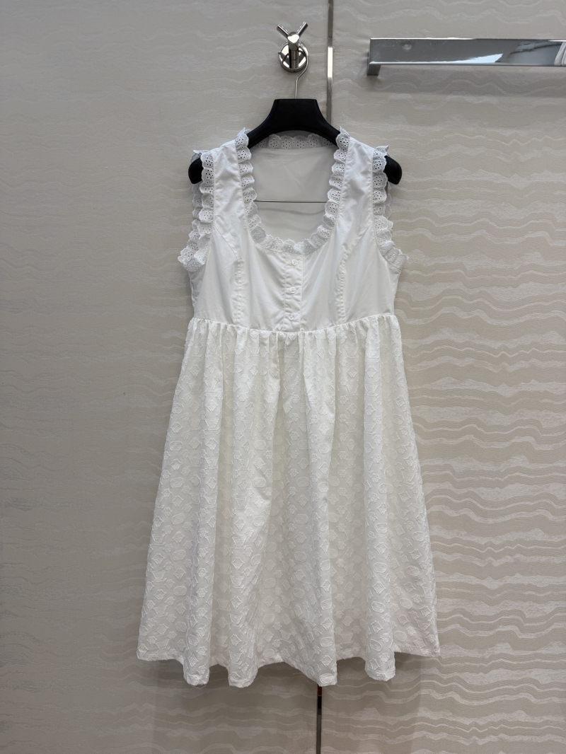 Louis Vuitton Monogram Jacquard Pure Cotton Babydoll Dress in White