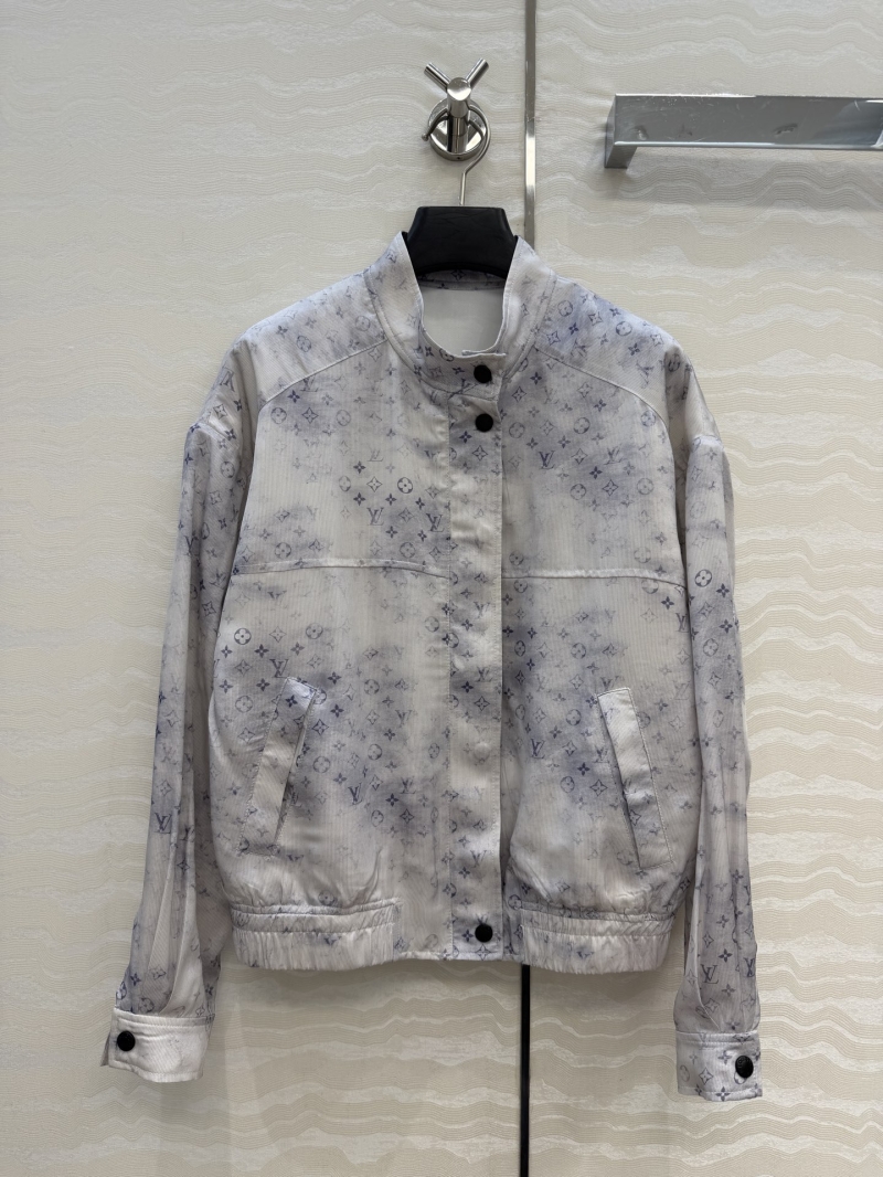 Louis Vuitton Sumptuous 100% Silk Monogram Utility Jacket in Watercolor Blue