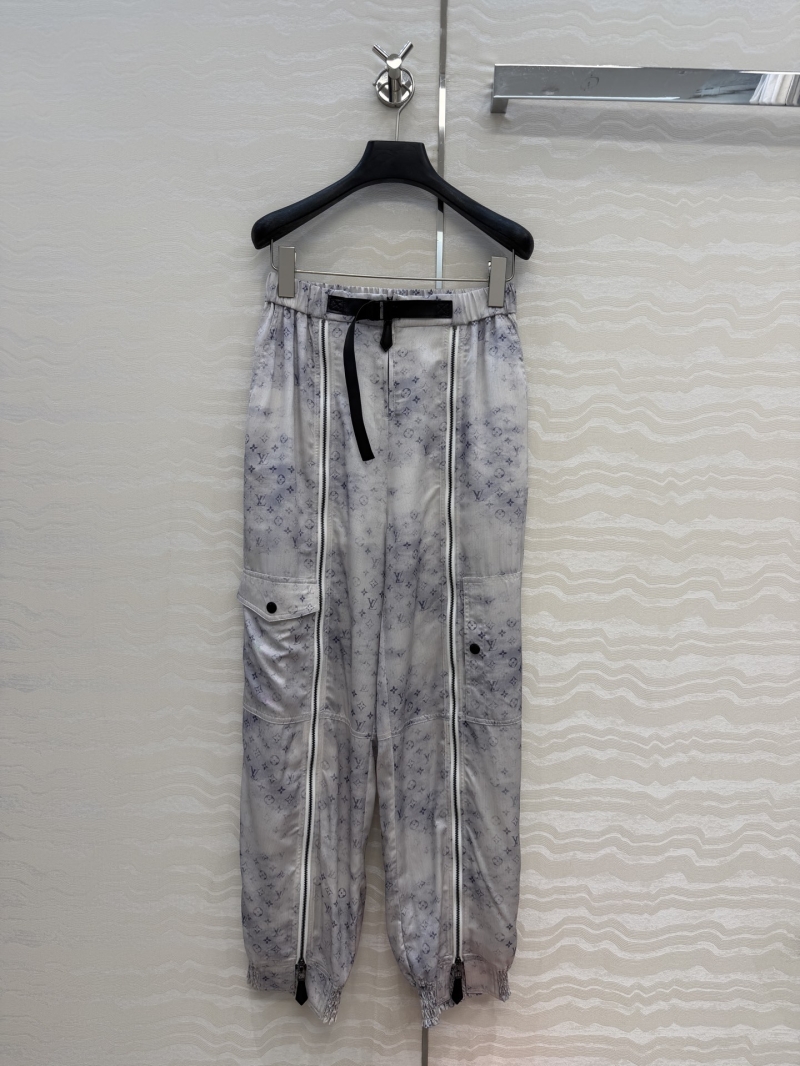 Louis Vuitton Monogram 100% Silk Harem Cargo Pants in Muted Purple Watercolor