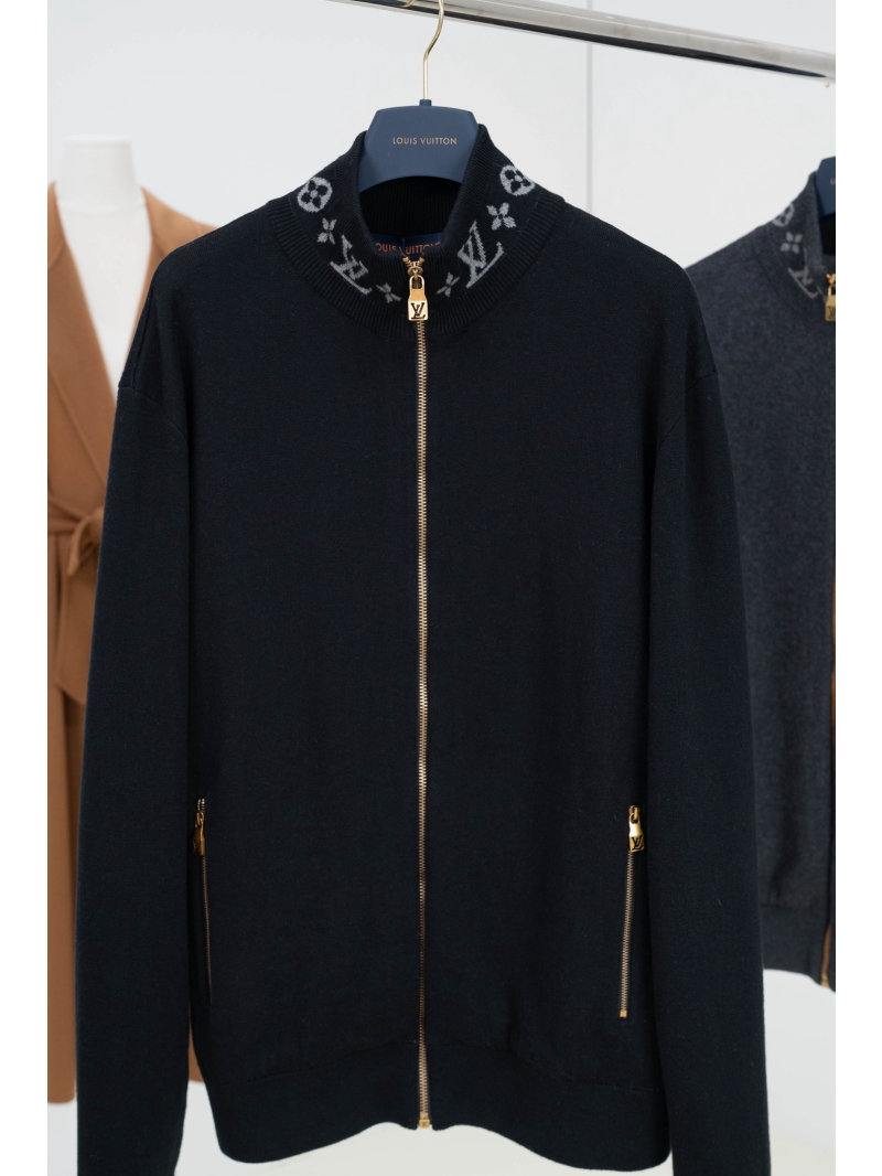 Louis Vuitton Monogram Collar Knitted Waist Jacket in Black - 50% Wool Blend