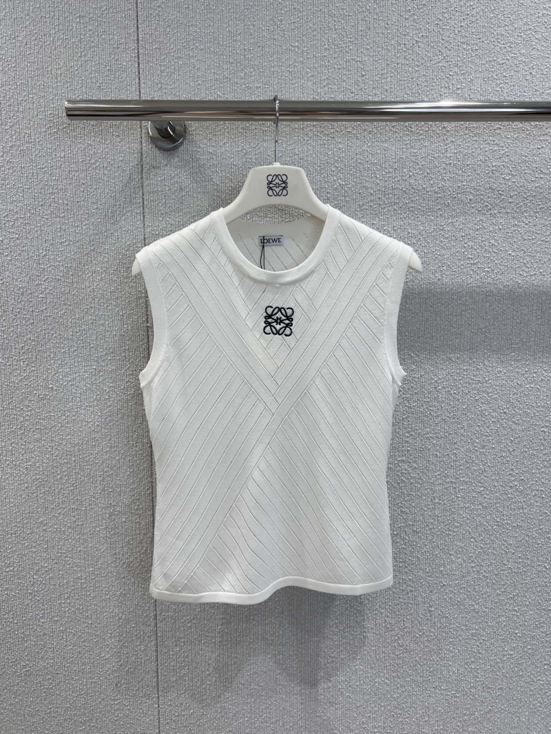 Loewe White Totem Embroidery Knit Vest - Luxe Spring Style