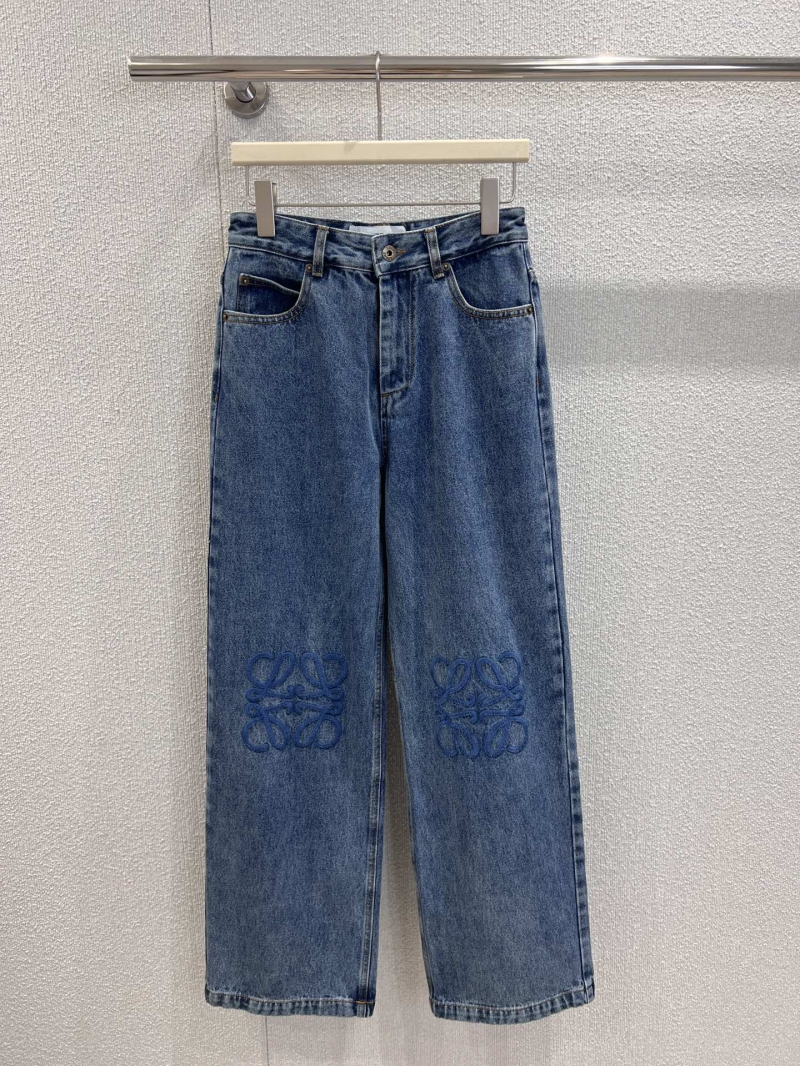 Loewe 25SS Spring Summer Vintage Embroidered Logo Denim Jeans - Exclusive Design