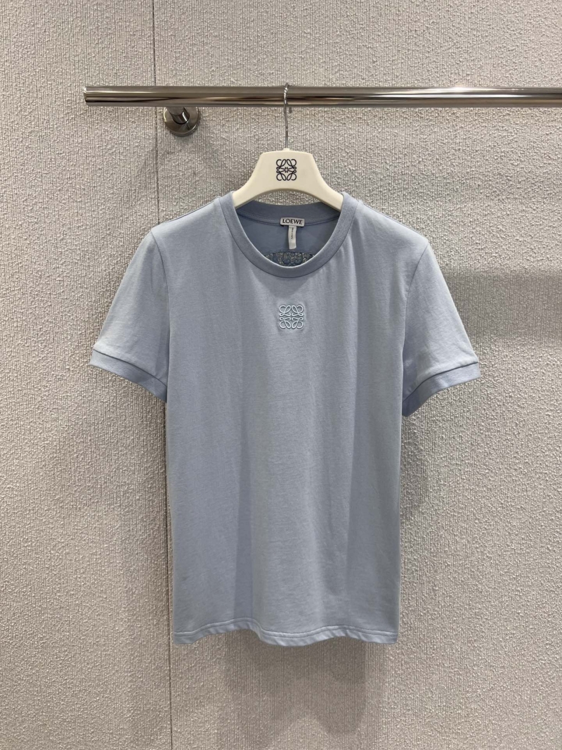 Loewe 25SS Paula's Slim-Fit Lace Back Short Sleeve T-Shirt in Light Blue