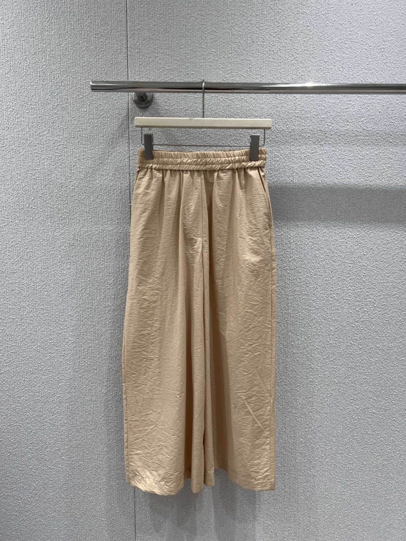 Loewe 25SS Khaki Apricot Elastic Waist Wide-Leg Pants - Exclusive High-End Design