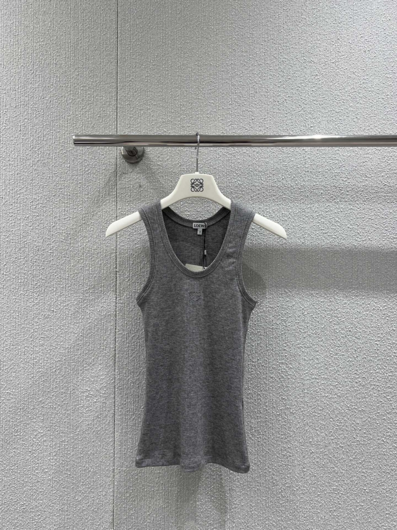 Loewe 25SS Gray Logo Embroidered Slim-Fit Tank Top - Luxe & Exclusive
